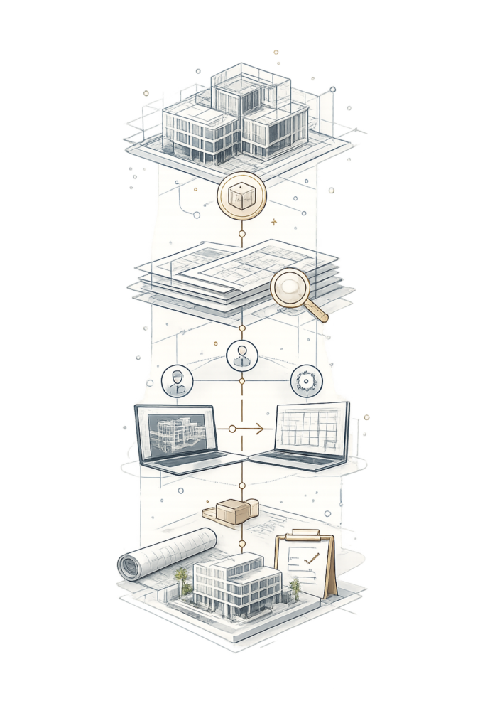 BIM and Revit production services workflow diagram
