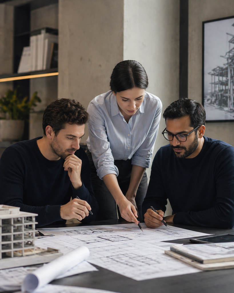 Professionals reviewing project scope and planning next steps after a BIM enquiry